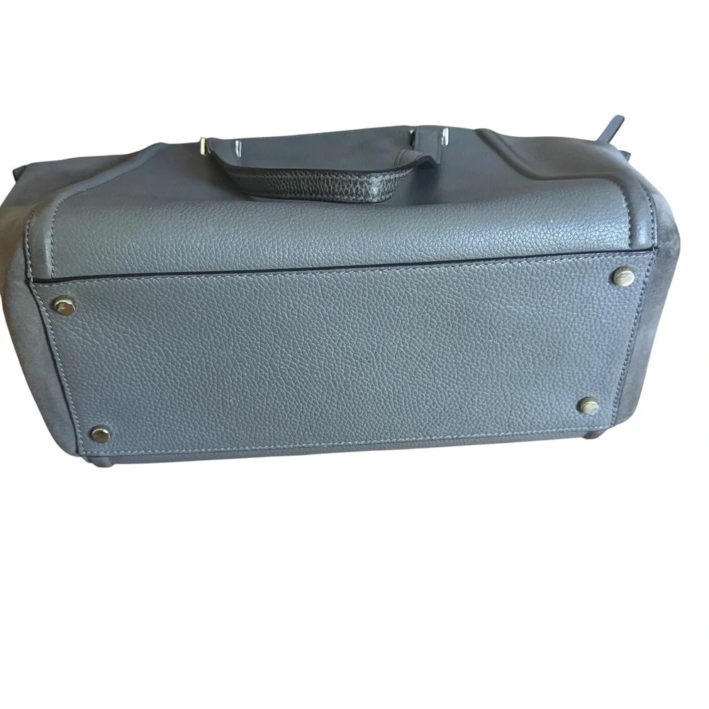 Kate Spade Alanie Lewis Drive‎ Suede Pebbled Leather Gray Shoulder Large Bag